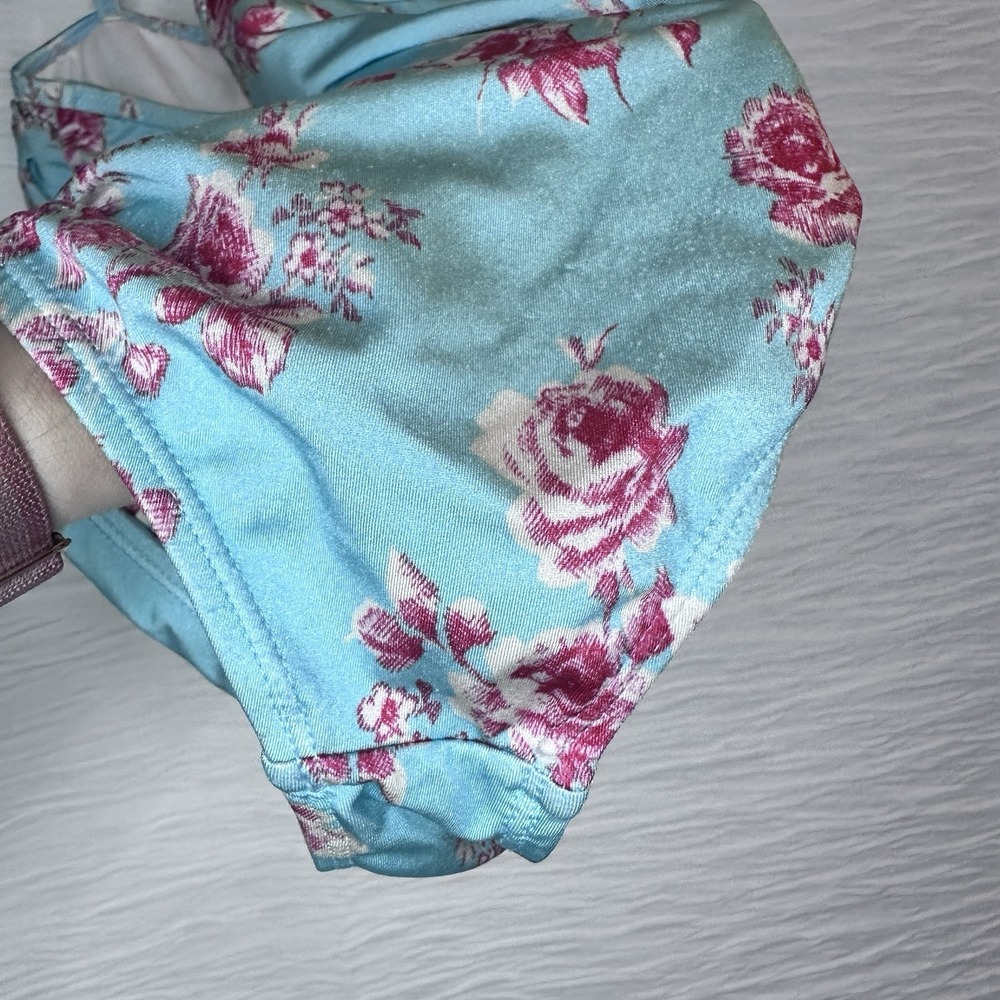 Janie and Jack Pink Floral Blue Ruffle Swimsuit One Piece Girl's Size 6 - Picture 9 of 9